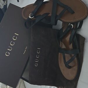 Gucci Black Leather Sandals